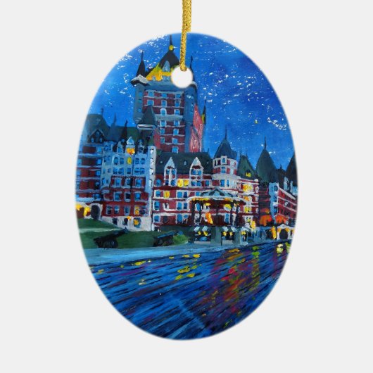 Château Frontenac Quebec Kanada bis zum Nacht Keramik Ornament (Vorne)