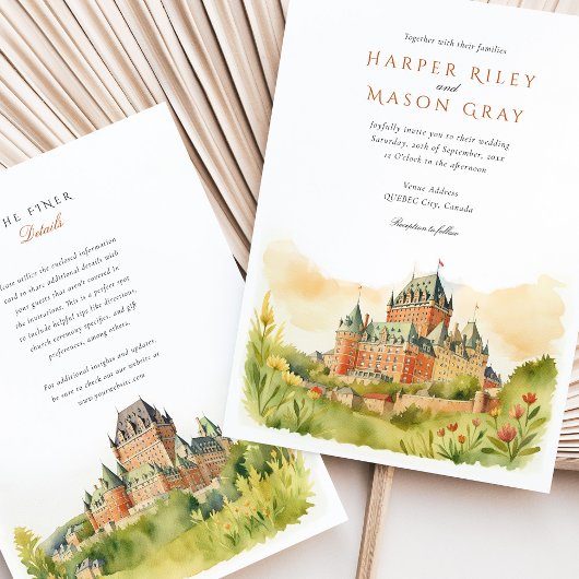 Château Frontenac Québec Stadt Hochzeit Einladung