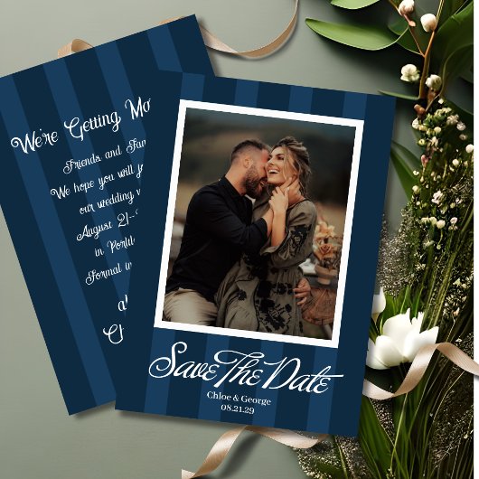 Chateau Stripe Foto Save-the-Date Save The Date