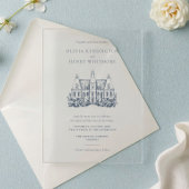 Chateau Venue Sketch Minimalist Wedding All In One Einladung