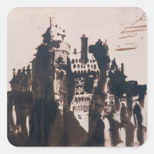 Chateau verstärkt durch zwei Brücken Quadratischer Aufkleber
