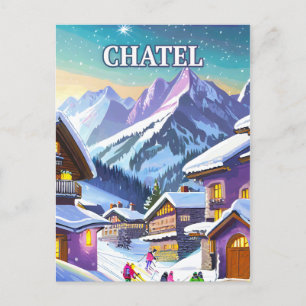 Châtel: Charme Authentique in den schneebedeckten Postkarte