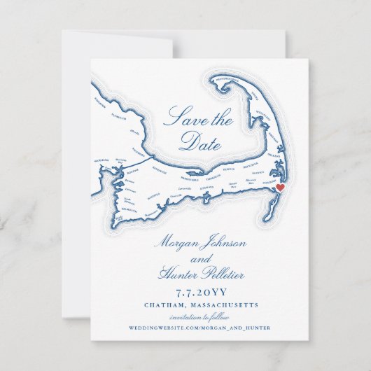 Chatham Bars in Cape Cod Wedding speichern das Dat Save The Date (Vorderseite)