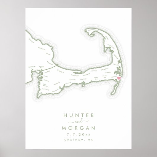 Chatham Bars Inn Hochzeits-Gästebuchposter mit Wei Poster (Vorne)