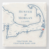Chatham Bars Inn Hochzeitsgeschenke Cape Cod Karte Steinuntersetzer (Vorderseite)
