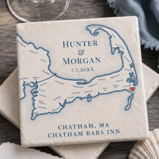 Chatham Bars Inn Hochzeitsgeschenke Cape Cod Karte Steinuntersetzer