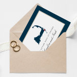 Chatham Cape Cod Blue Wedding Vielen Dank Dankeskarte<br><div class="desc">Karte von Cape Cod in Navy Blue mit rotem Herzen über Chatham, Massachusetts. Ideal für Ihre Hochzeitskarten. Fügen Sie zwei Textzeilen zum Schriftart hinzu oder klicken Sie auf Anpassen, um mehr Text auf der Innenseite oder Abdeckung hinzuzufügen. Für Anfragen über kundenspezifische Designänderungen des unabhängigen Designers senden Sie bitte eine E-Mail...</div>