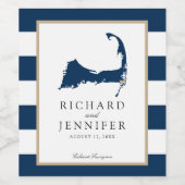 Chatham Cape Cod Map mit Blue Stripes Wedding Weinetikett (Einzelnes Label)