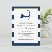 Chatham Cape Cod Map mit Herz | Hochzeit Einladung (Stehend Vorderseite)