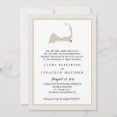 Chatham Cape Cod Map mit Herz | Hochzeit Einladung (Vorderseite)