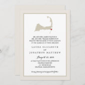 Chatham Cape Cod Map mit Herz | Hochzeit Einladung (Vorne/Hinten)