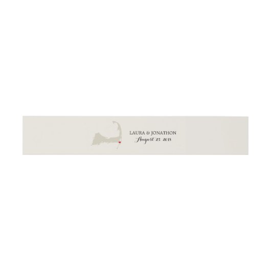 Chatham Cape Cod Map mit Herz | Hochzeit Einladungsbanderole (Flach)