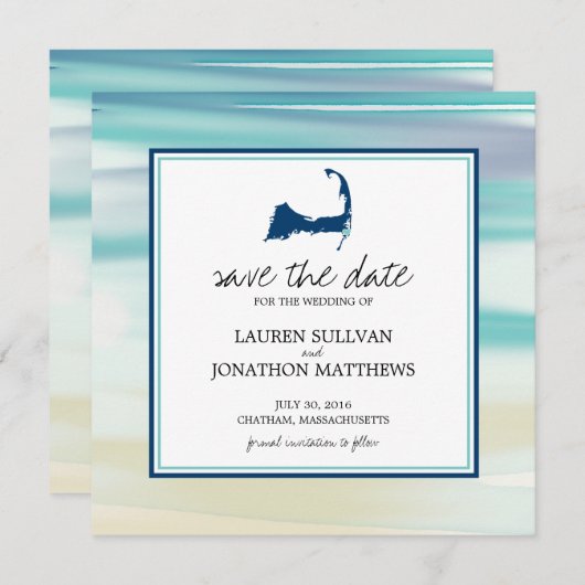 Chatham Cape Cod Ocean Wasserfarbe Save the Date (Vorne/Hinten)
