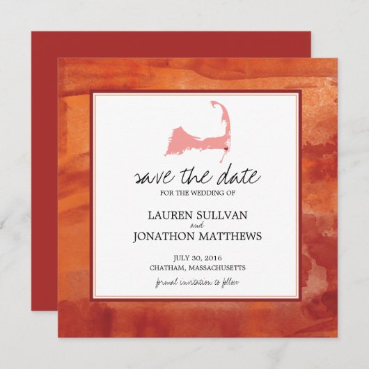 Chatham Cape Cod Ocean Wasserfarbe Save the Date (Vorne/Hinten)