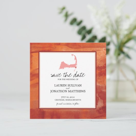 Chatham Cape Cod Ocean Wasserfarbe Save the Date (Stehend Vorderseite)