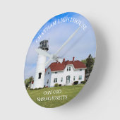 Chatham Lighthouse, Cape Cod Massachusetts Clock Runde Wanduhr (Winkel)