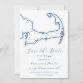 Chatham MA Cape Cod Map Navy Blue Wedding Save The Date (Vorderseite)