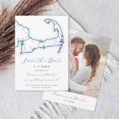 Chatham MA Cape Cod Map Navy Blue Wedding Save The Date