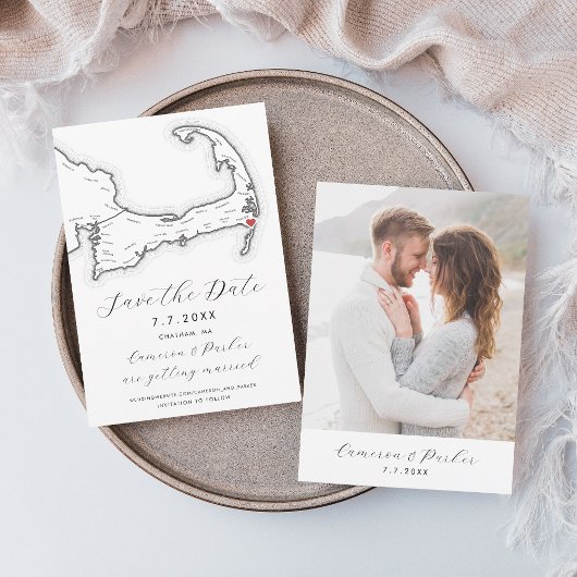 Chatham MA Cape Cod Map Schwarz-Weiß-Hochzeit Save The Date