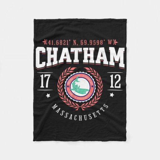 Chatham Ma Cape Cod Souvenir Beach Shark Nautical Fleecedecke (Vorderseite)