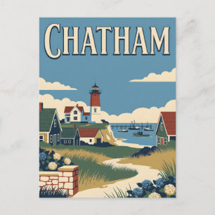 Chatham Massachusetts Cape Cod Vintage Poster Postkarte