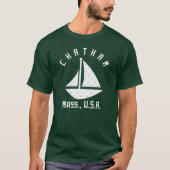 Chatham Massachusetts Segelboot Weißer Text A T-Shirt (Vorderseite)