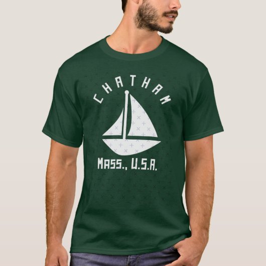 Chatham Massachusetts Segelboot Weißer Text A T-Shirt (Vorderseite)