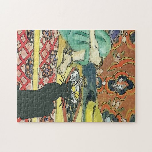 ChatNoir auf dem Boden Puzzle (Horizontal)