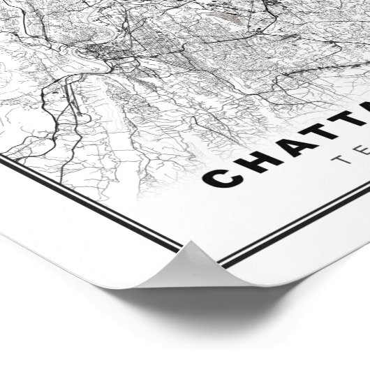 Chattanooga Karte Poster (Ecke)