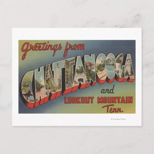 Chattanooga, Tennessee - Große Buchstabenszenen Postkarte (Vorderseite)