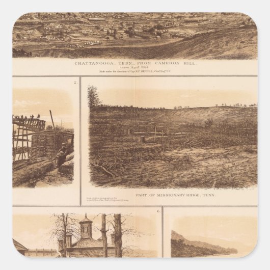 Chattanooga Tennessee River Quadratischer Aufkleber (Vorderseite)