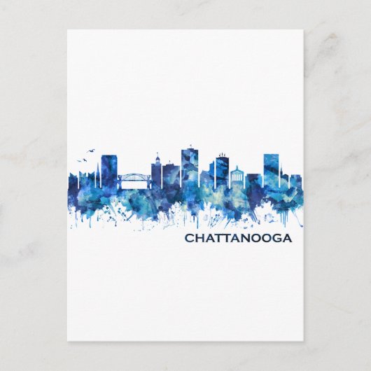 Chattanooga Tennessee Skyline Blue Einladungspostkarte (Vorderseite)