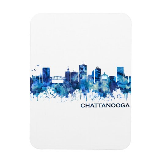 Chattanooga Tennessee Skyline Blue Magnet (Vertikal)