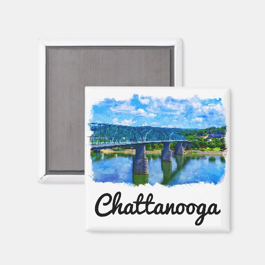 Chattanooga Tennessee Wasserfarbe Magnet (Vorderseite/Rückseite)