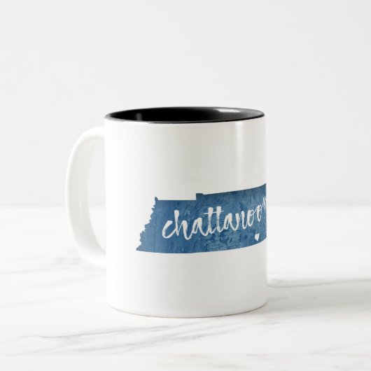 Chattanooga Tennessee Wood Grain Zweifarbige Tasse (Vorderseite Links)