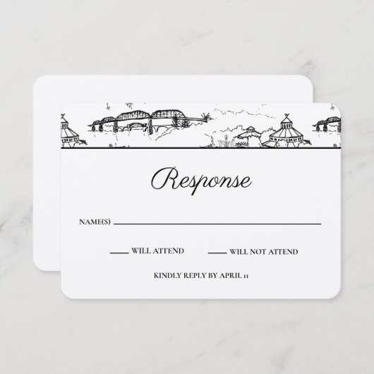 Chattanooga Toile Black and White UAWG Mitteilungskarte (Vorne/Hinten)