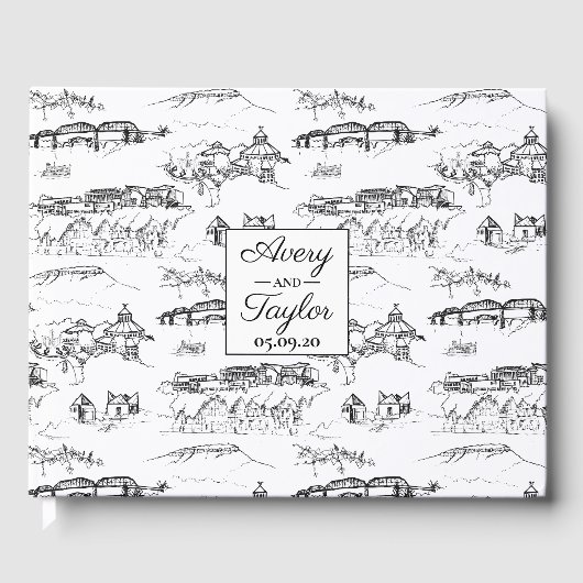 Chattanooga Toile Black and White Wedding Gästebuch (Vorderseite)