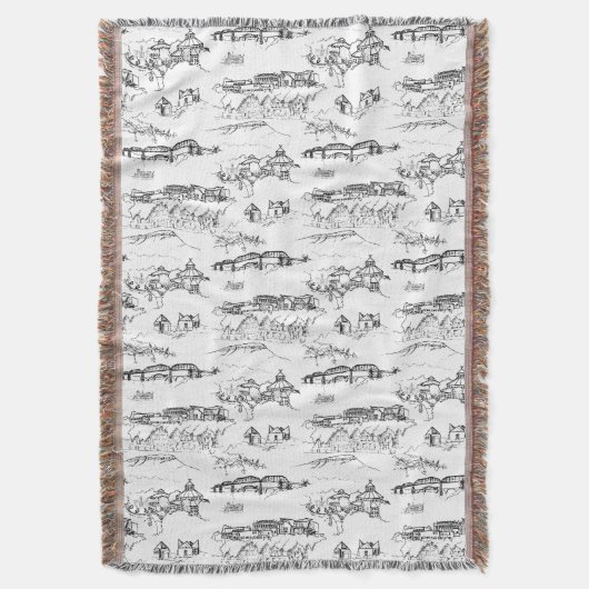 Chattanooga Toile Black und White Decke (Vorderseite Vertikal)