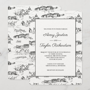 Chattanooga Toile Black und White Einladung