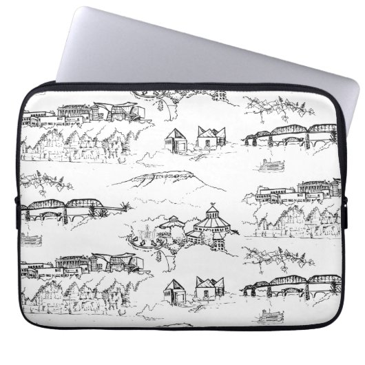 Chattanooga Toile Black und White Laptopschutzhülle (Vorderseite)