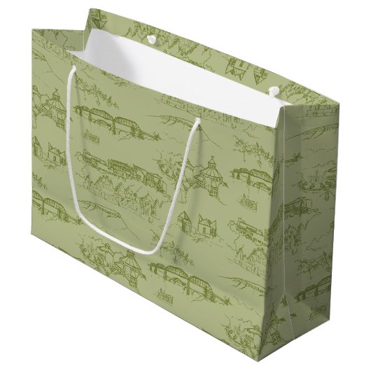 Chattanooga Toile Green Große Geschenktüte (Vorderseite Schrägansicht)