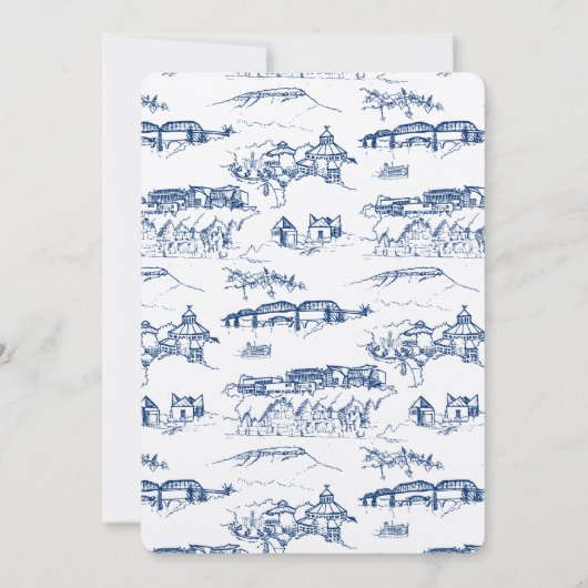 Chattanooga Toile Navy und White Einladung (Rückseite)