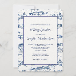 Chattanooga Toile Navy und White Einladung