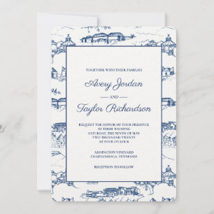 Chattanooga Toile Navy und White Einladung