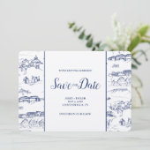 Chattanooga Toile Navy und White Save the Date (Stehend Vorderseite)