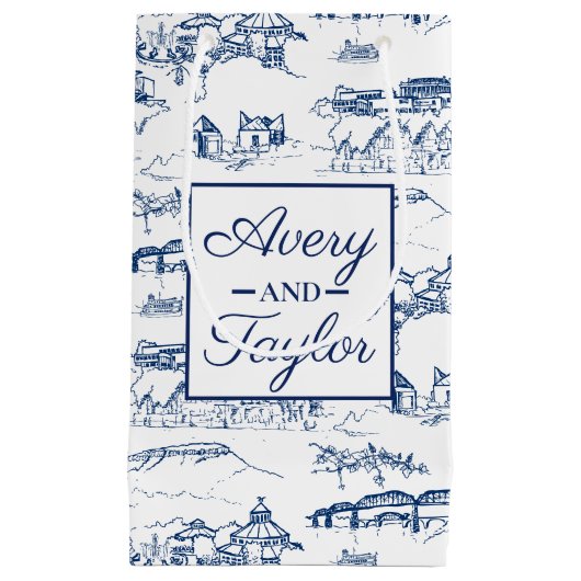 Chattanooga Toile Navy und White Wedding Kleine Geschenktüte (Vorderseite)
