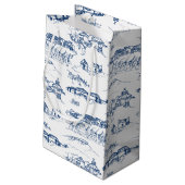 Chattanooga Toile Navy und White Wedding Kleine Geschenktüte (Rückseite Schrägansicht)
