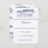 Chattanooga Toile Navy Vertical Response Card Mitteilungskarte (Vorne/Hinten)