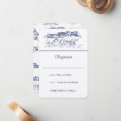 Chattanooga Toile Navy Vertical Response Card Mitteilungskarte (Vorderseite/Rückseite Beispiel)