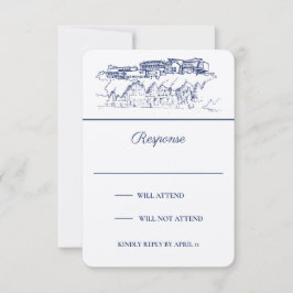 Chattanooga Toile Navy Vertical Response Card Mitteilungskarte